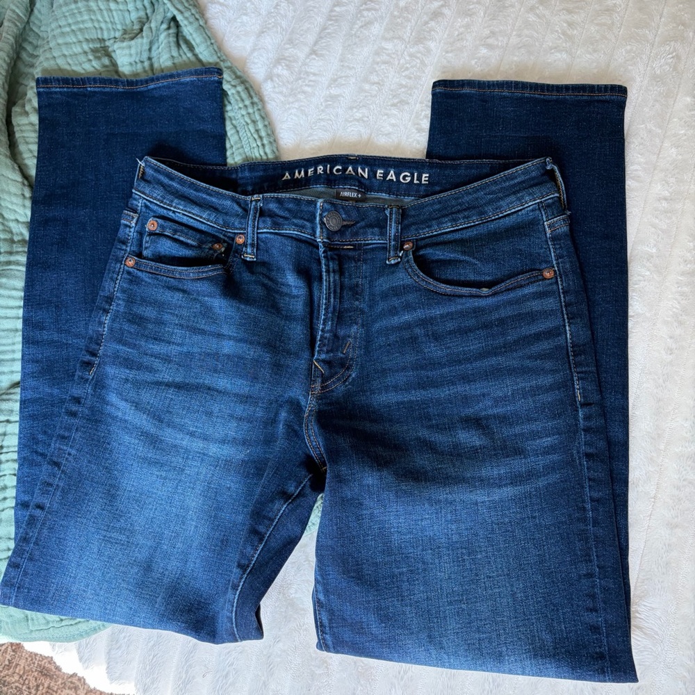 American Eagle Outfitters Women's Dark Blue Stretch Jeans Original Straight